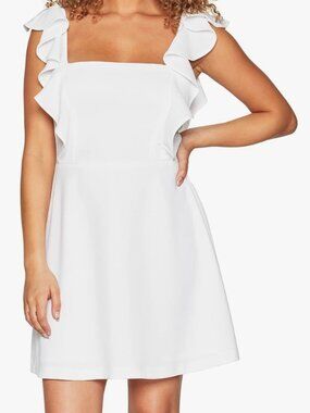 BCBGeneration Womens Fit and Flare Square Neck Flutter Mini Dress